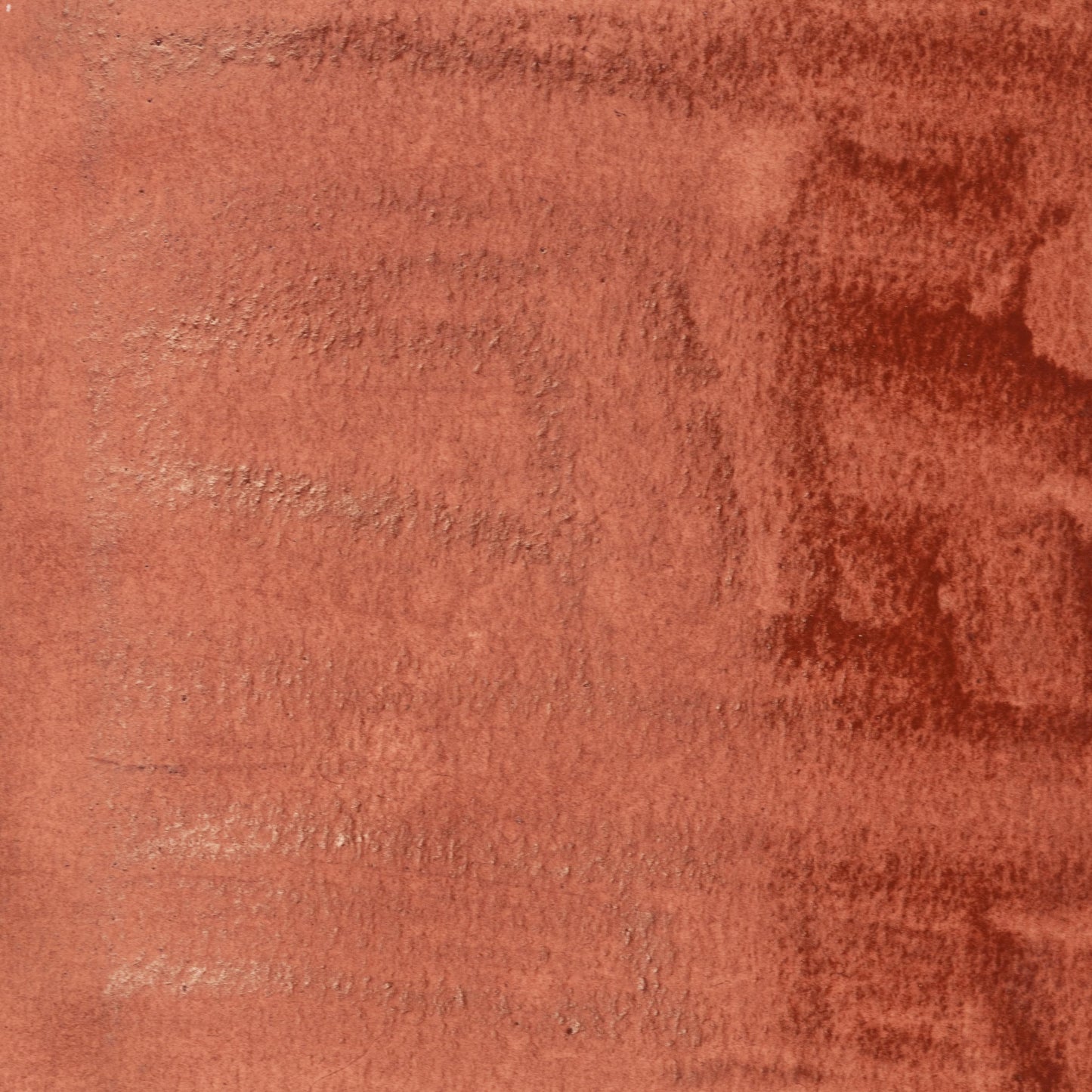 Watercolor painting in deep, muted Rosso Veneto Red Earth, a natural iron oxide pigment historically mined in the Veneto region of Italy. Used in Roman frescoes and Venetian Renaissance painting for its earthy red hue and permanence. Handcrafted with pure pigment, honey, and gum arabic for archival, professional quality. Lightfast, matte, and granulating—ideal for classical palettes, portrait work, and historical landscape painting.