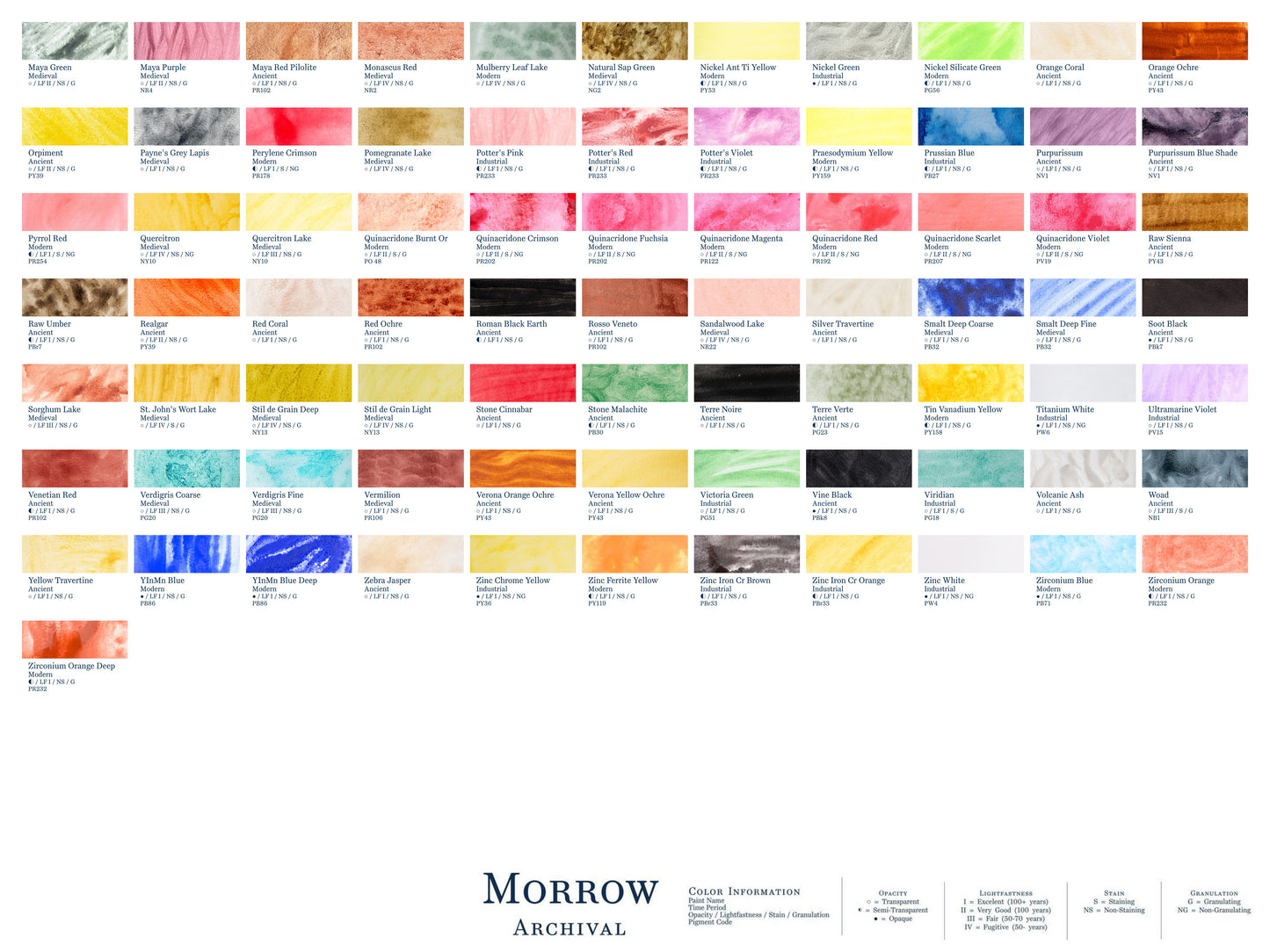 a color chart of different shades of paint