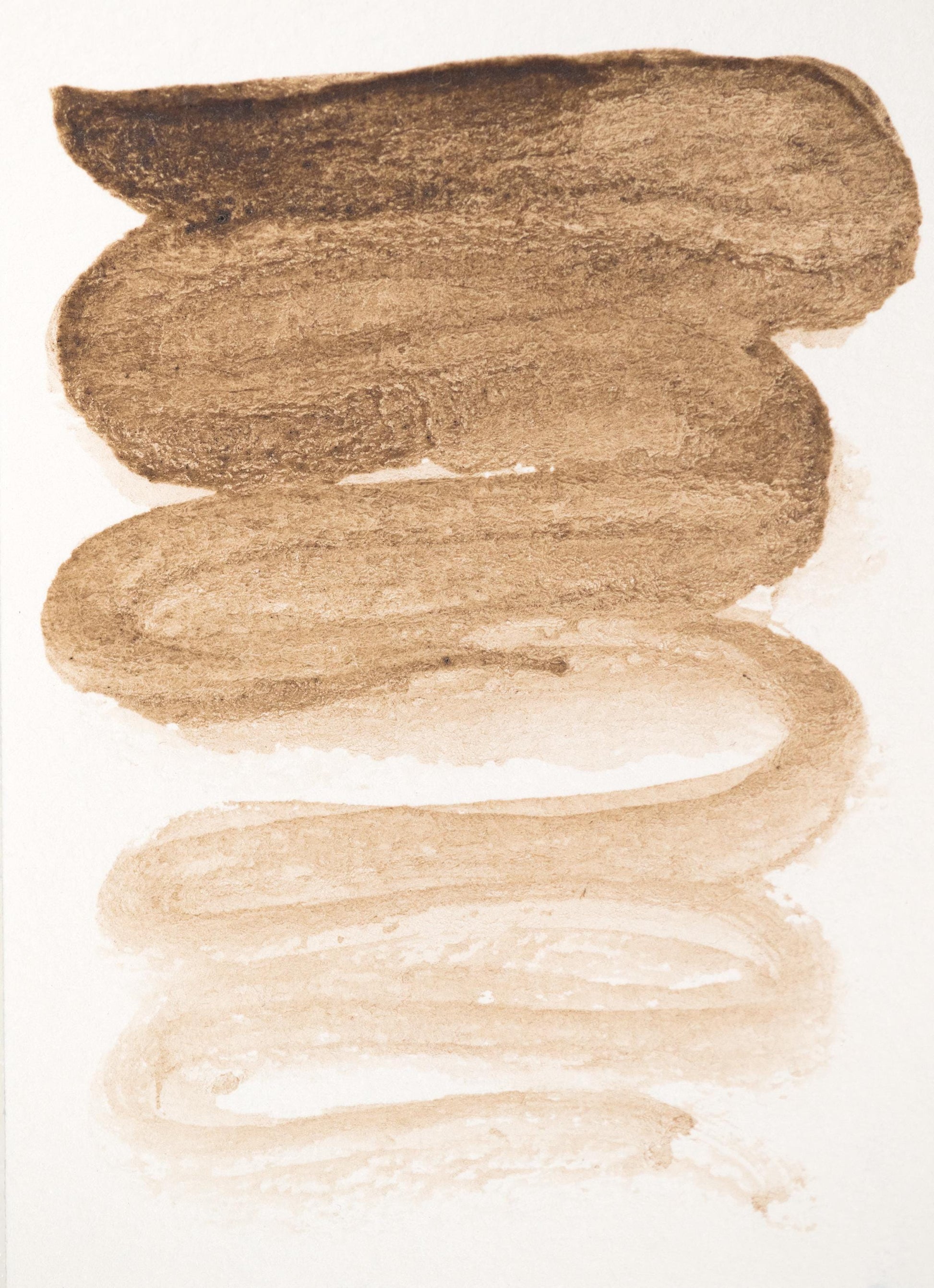 Natural Black Walnut ink swatch showing a flowing fade from deep brown to golden tan. Made from walnut husks, this botanical ink offers smooth gradation and warm earthy tones ideal for writing, naturalist illustration, and vintage-inspired art.