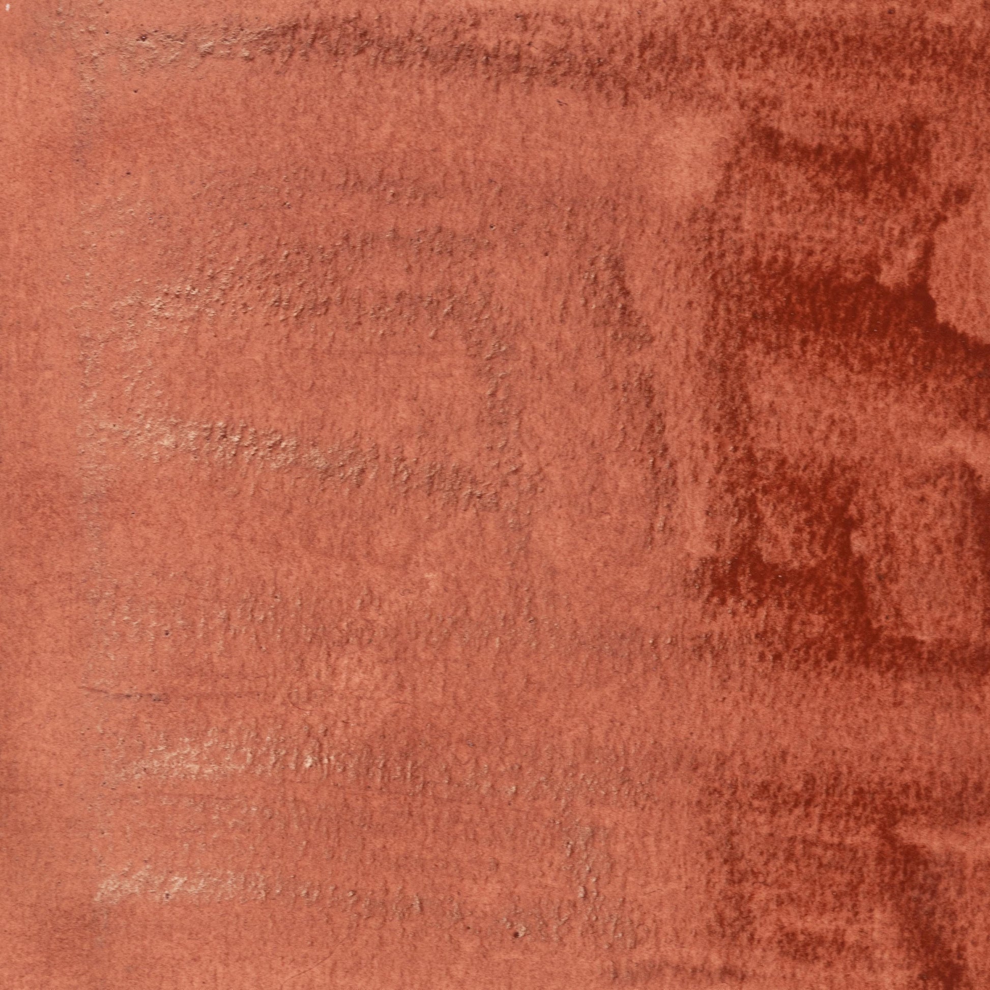 Watercolor painting in deep, muted Rosso Veneto Red Earth, a natural iron oxide pigment historically mined in the Veneto region of Italy. Used in Roman frescoes and Venetian Renaissance painting for its earthy red hue and permanence. Handcrafted with pure pigment, honey, and gum arabic for archival, professional quality. Lightfast, matte, and granulating‚Äîideal for classical palettes, portrait work, and historical landscape painting.