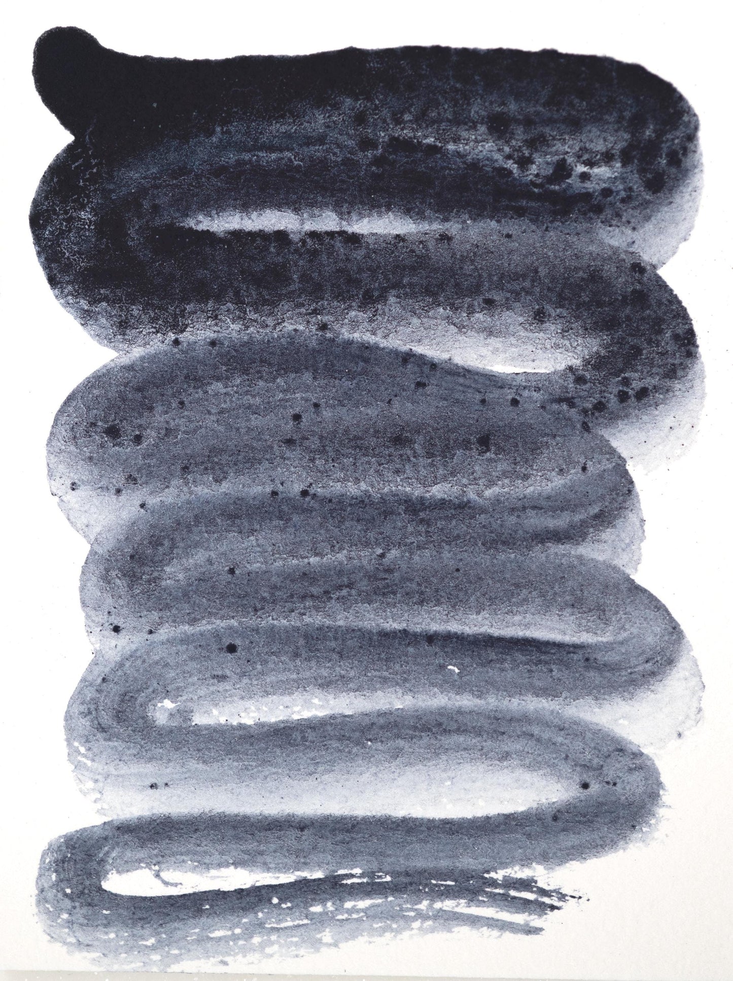 Botanical indigo ink swatch with a smooth gradient from deep denim blue to a soft wash. Derived from Indigofera tinctoria, this historical dye showcases natural flow and classic cool tones used in manuscripts, fabric dyeing, and fine art for centuries.