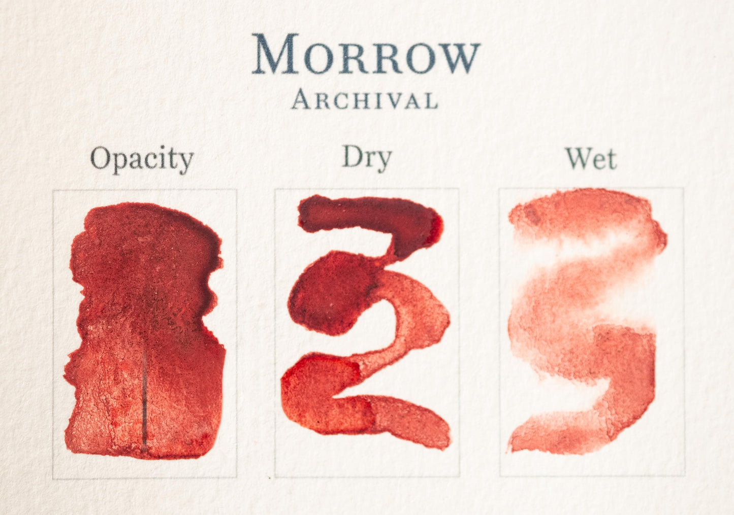 three different paint strokes, each with a distinct color and texture, representing the opacity of the paint.