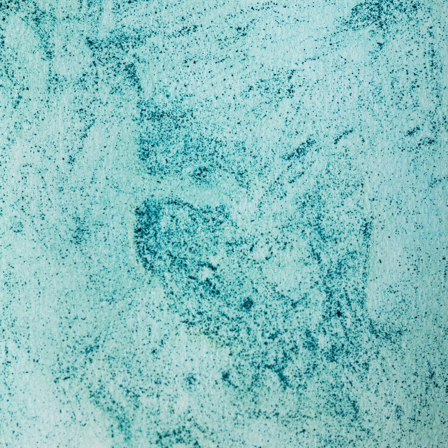 Watercolor painting in vivid, green-blue Verdigris Coarse, a traditional copper acetate pigment recreated from ancient techniques. Coarser grind for heavy granulation. Handcrafted with honey and gum arabic. Historically used in manuscripts and oil painting. Brilliant, expressive, and ideal for textured effects and rare pigment collectors.