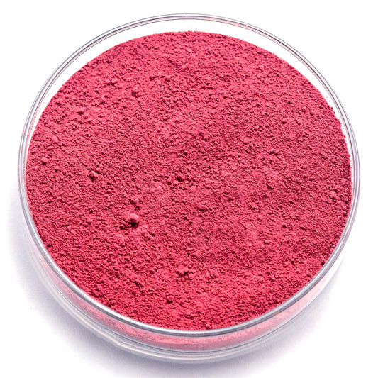 Intense Madder Lake is a deep, saturated red pigment derived from the roots of the Rubia tinctorum plant, historically cultivated for its rich dye content. This lake pigment is prized for its exceptional transparency, warm undertones, and luminous glazing properties in oil, watercolor, and tempera painting. With a color range from deep crimson to slightly violet reds, it is ideal for layering, portraiture, and historical work. Moderate lightfastness—best suited for protected artworks.